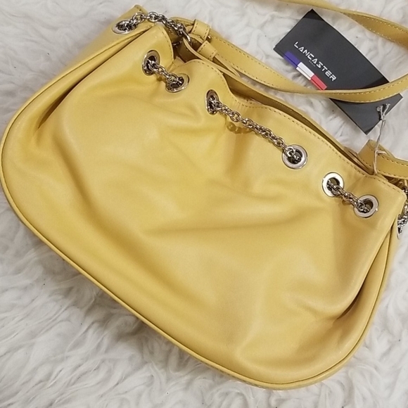 💕LANCASTER PARIS💕 Yellow Leather Shoulder Bag - Picture 2 of 11